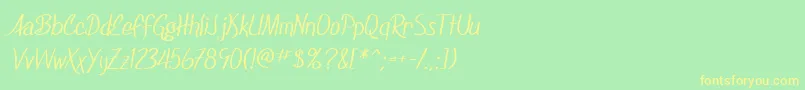 SfFoxboroScript-fontti – keltaiset fontit vihreällä taustalla