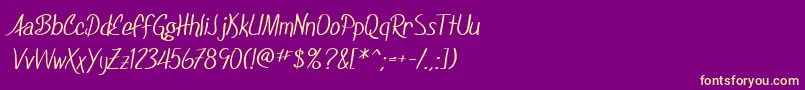 Шрифт SfFoxboroScript – жёлтые шрифты на фиолетовом фоне