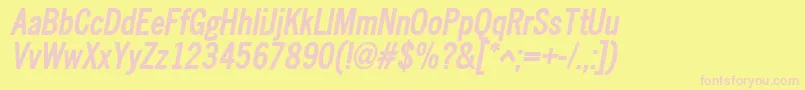 NewscondensedBoldOblique Font – Pink Fonts on Yellow Background