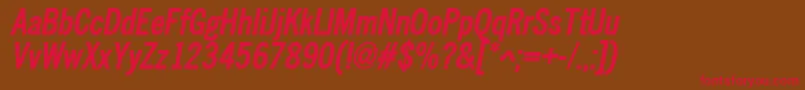 NewscondensedBoldOblique Font – Red Fonts on Brown Background