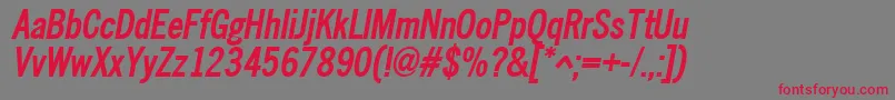 NewscondensedBoldOblique Font – Red Fonts on Gray Background