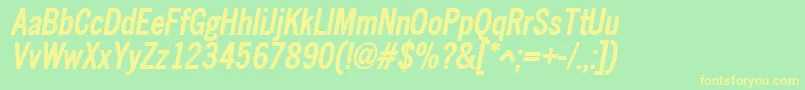 NewscondensedBoldOblique Font – Yellow Fonts on Green Background