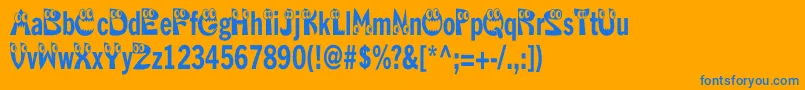 Kahorriblesquish-Schriftart – Blaue Schriften auf orangefarbenem Hintergrund