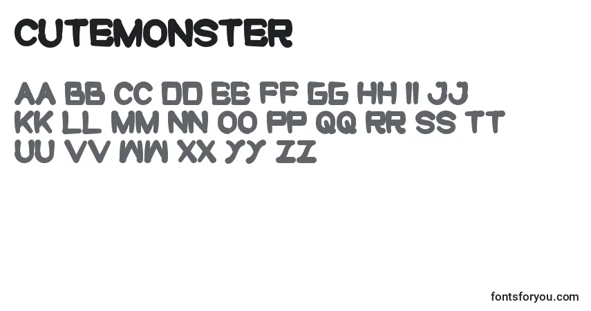 characters of cutemonster font, letter of cutemonster font, alphabet of  cutemonster font