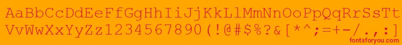 Couriernew.Kz-Schriftart – Rote Schriften auf orangefarbenem Hintergrund