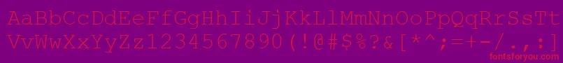 フォントCouriernew.Kz – 紫の背景に赤い文字