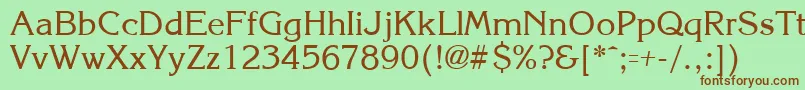 フォントKroneRegular – 緑の背景に茶色のフォント