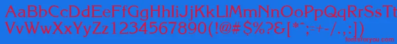 フォントKroneRegular – 赤い文字の青い背景