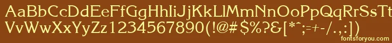 KroneRegular-fontti – keltaiset fontit ruskealla taustalla