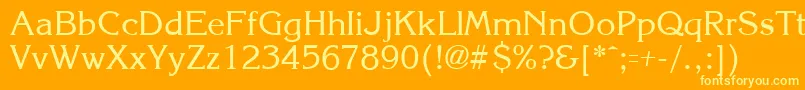 KroneRegular-Schriftart – Gelbe Schriften auf orangefarbenem Hintergrund