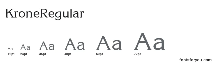 Размеры шрифта KroneRegular