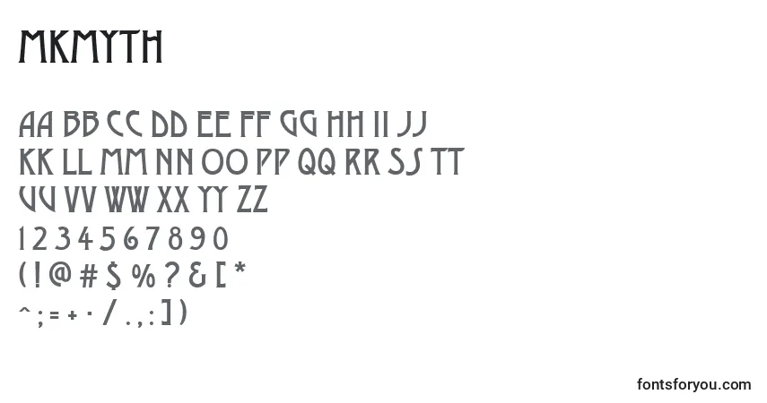 A fonte Mkmyth – alfabeto, números, caracteres especiais