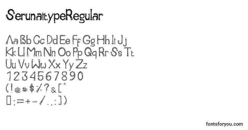 Czcionka SerunaitypeRegular – alfabet, cyfry, specjalne znaki