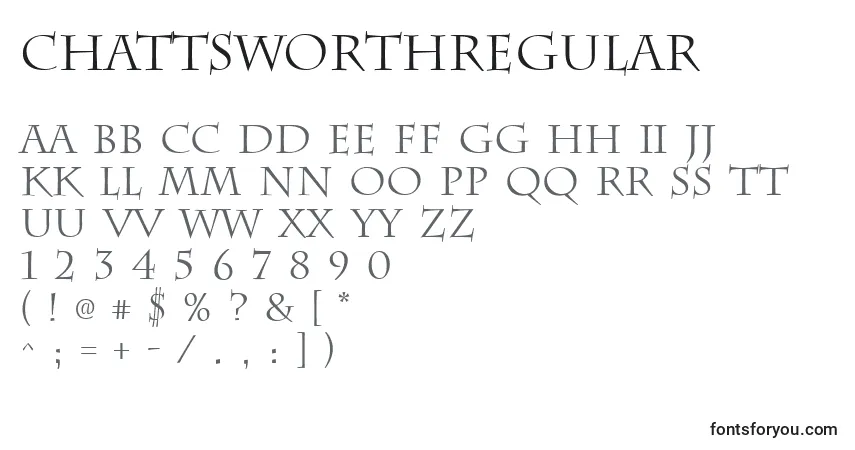 Шрифт ChattsworthRegular – алфавит, цифры, специальные символы