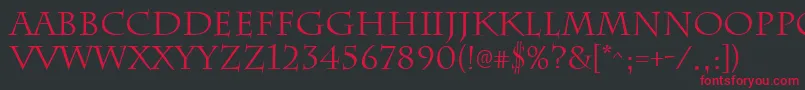 フォントChattsworthRegular – 黒い背景に赤い文字