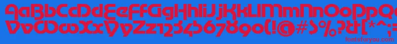 MotterTekturaCyrilic-Schriftart – Rote Schriften auf blauem Hintergrund