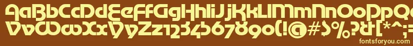 MotterTekturaCyrilic-Schriftart – Gelbe Schriften auf braunem Hintergrund