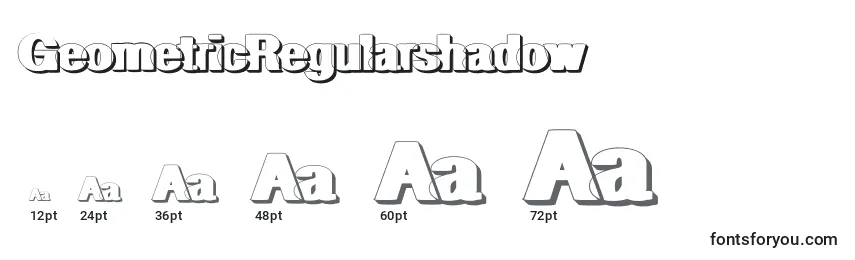 Размеры шрифта GeometricRegularshadow