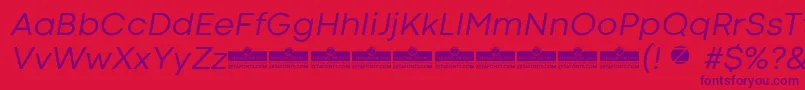 Czcionka CodecColdNewsItalicTrial – fioletowe czcionki na czerwonym tle