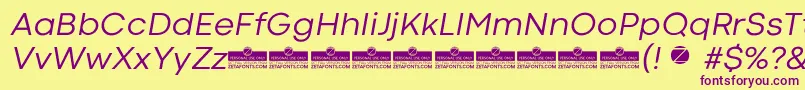CodecColdNewsItalicTrial Font – Purple Fonts on Yellow Background