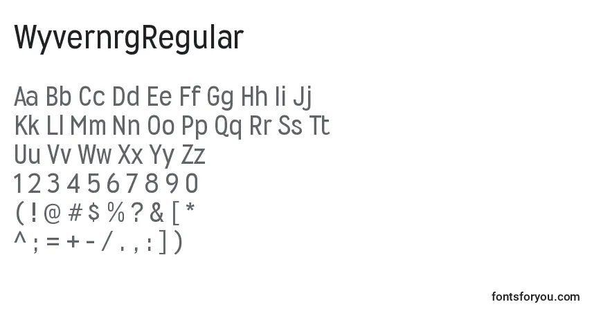 A fonte WyvernrgRegular – alfabeto, números, caracteres especiais
