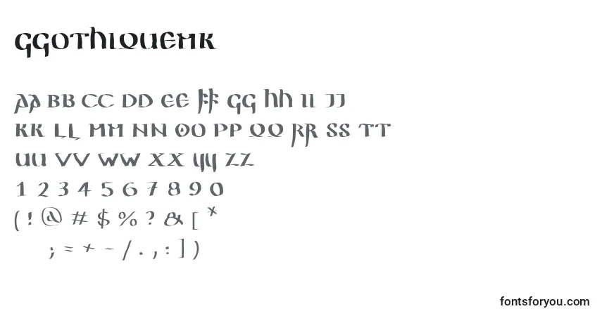 Czcionka Ggothiquemk – alfabet, cyfry, specjalne znaki