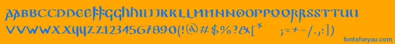 Ggothiquemk Font – Blue Fonts on Orange Background