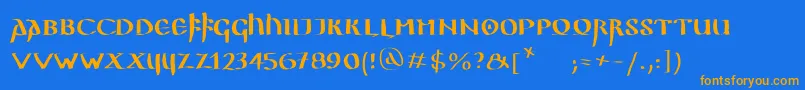 Ggothiquemk Font – Orange Fonts on Blue Background