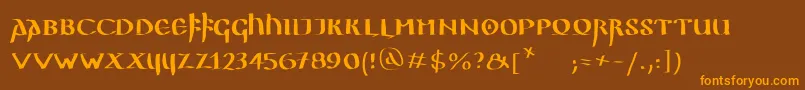 Ggothiquemk Font – Orange Fonts on Brown Background