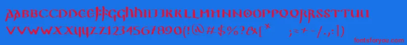 Ggothiquemk-Schriftart – Rote Schriften auf blauem Hintergrund