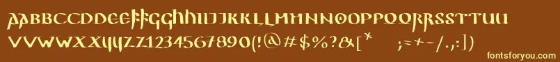 Ggothiquemk-fontti – keltaiset fontit ruskealla taustalla