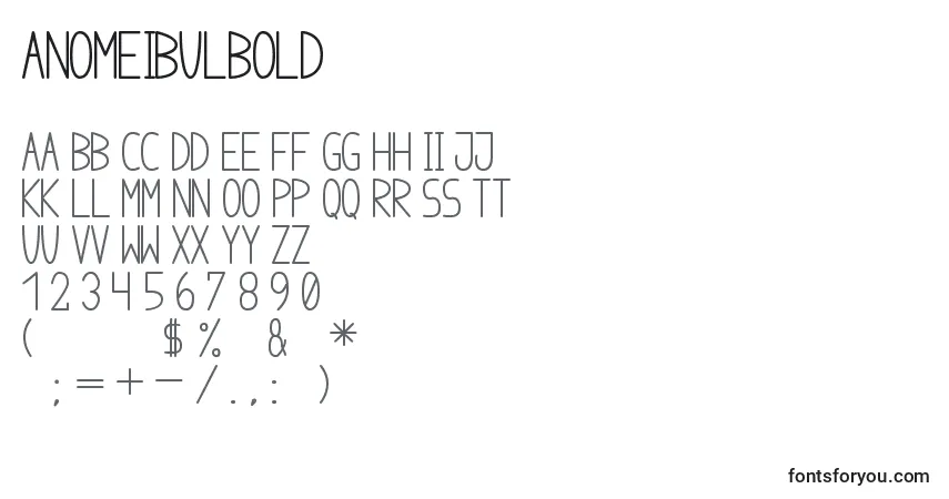Шрифт AnomeIbulBold – алфавит, цифры, специальные символы