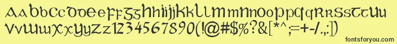 CelticGaelige Font – Black Fonts on Yellow Background