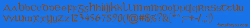 CelticGaelige Font – Brown Fonts on Blue Background