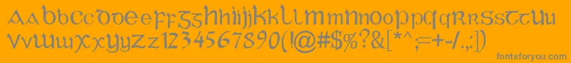 CelticGaelige-Schriftart – Graue Schriften auf orangefarbenem Hintergrund