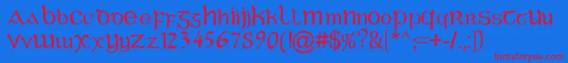 CelticGaelige Font – Red Fonts on Blue Background