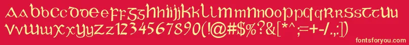 CelticGaelige Font – Yellow Fonts on Red Background