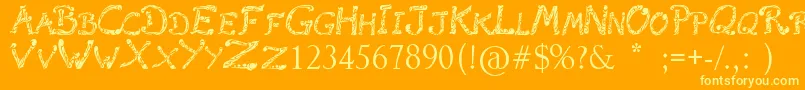 RaslaniTribal-Schriftart – Gelbe Schriften auf orangefarbenem Hintergrund