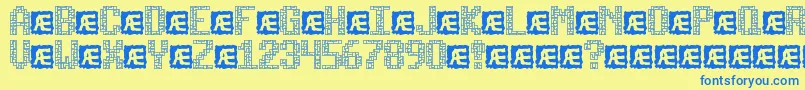 TetricideBrk Font – Blue Fonts on Yellow Background