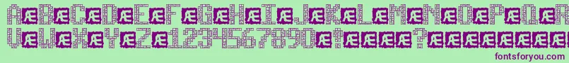 TetricideBrk Font – Purple Fonts on Green Background