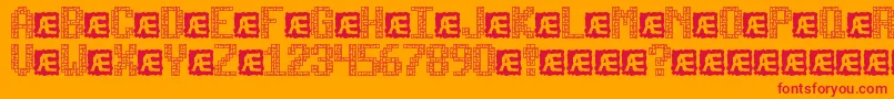 TetricideBrk Font – Red Fonts on Orange Background