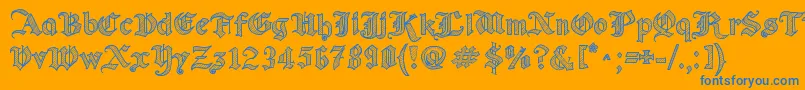 OldWiseSketch-Schriftart – Blaue Schriften auf orangefarbenem Hintergrund