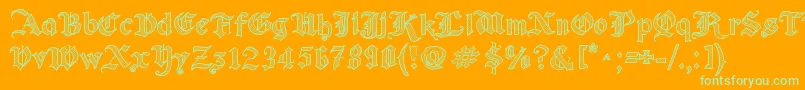 OldWiseSketch-Schriftart – Grüne Schriften auf orangefarbenem Hintergrund