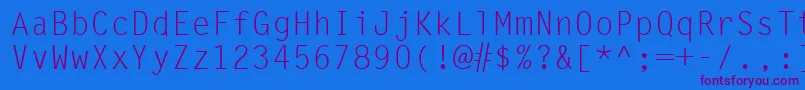 Czcionka Newpor – fioletowe czcionki na niebieskim tle