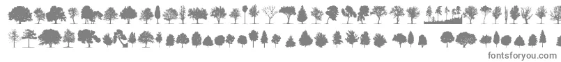 TreesTfb-fontti – harmaat kirjasimet valkoisella taustalla
