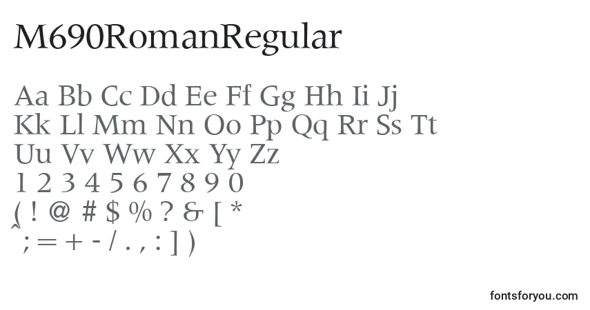 A fonte M690RomanRegular – alfabeto, números, caracteres especiais