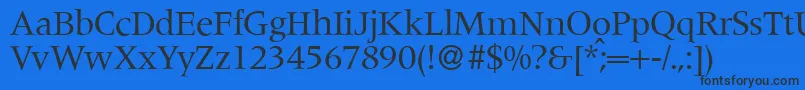 M690RomanRegular-Schriftart – Schwarze Schriften auf blauem Hintergrund