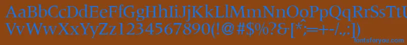 M690RomanRegular-fontti – siniset fontit ruskealla taustalla