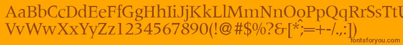 Fonte M690RomanRegular – fontes marrons em um fundo laranja
