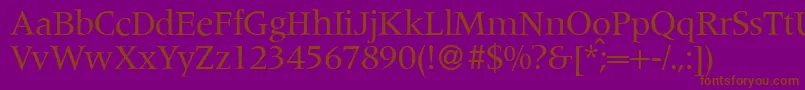 Czcionka M690RomanRegular – brązowe czcionki na fioletowym tle